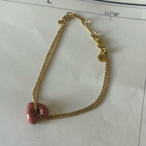MADEWELL Gold Chain Bracelet with Pink Heart Charm